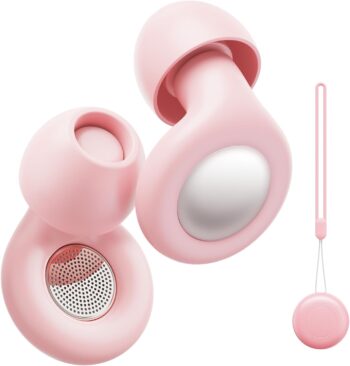 Ear Plugs for Sleeping Noise Cancelling, Hearing Protection Reusable Earplugs with 25dB Noise Reduction, 4 Sizes and Silicone Cord - Easy to Carry for Sleep, Focus, Concerts, Work, Study, Pink