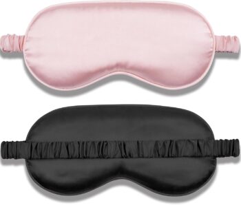 Sleep Mask 2 Pack, Soft Blackout Eye Mask for Women Men, Eye Sleep Shade Cover for Back and Side Sleeper, Sleeping Mask Night Blindfold for Night Sleep, Travel, Nap (Pink, Black)