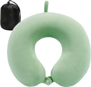Neck Pillow for Traveling, Upgraded Travel Neck Pillow for Airplane 100% Pure Memory Foam Travel Pillow for Flight Headrest Sleep, Portable Plane Accessories