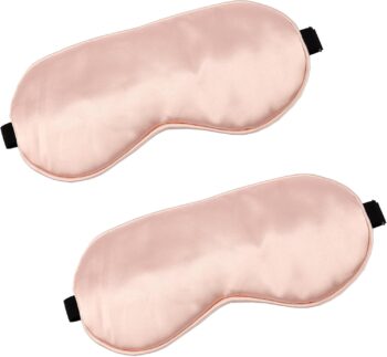 2 PCS Pink Satin Sleep Masks, Adjustable Silk Eye Mask for Sleeping, Blind Folds Soft Breathable Blindfold for Adults Couples Play Party Games Airplane Travel Essentials Eye Covers Patches Night Mask
