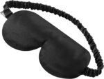 Sleep Mask with Silk-Covered Headband for Hair Care, Silk Eye Mask Comfortable Scrunchy Band Over Ears Non-Adjustable Elastic Strap (Thick, Luxury 22 Momme)