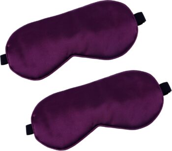 2 PCS Purple Silk Sleep Mask, Sleeping Eye Mask, Eye Masks for Sleep Silk Eye Mask for Sleeping Blindfold Travel Eye Mask Sleep Eye Covers for Sleeping Mask Women Men Shade Cover Sleep Patches