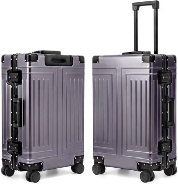 All Aluminum Carry On Luggage，Cut from Whole Aluminum Sheet，22x14x9 Airline Approved ，（3rd Generation，Premium Metal zipperless suitcase ） (grey, 24inch)