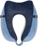 Memory Foam Neck Travel Pillow Set - Portable Lightweight U-Shaped Stuffable Travel Neck Pillow for Car, Airplane Travels and Sleep, Blue