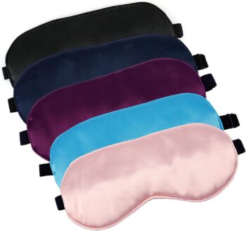 5 PCS Satin Sleep Masks, Adjustable Silk Eye Mask for Sleeping, Blind Folds Soft Breathable Blindfold for Adults Couples Play Party Games Airplane Travel Essentials Eye Covers Patches Night Mask