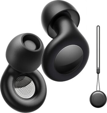 Ear Plugs for Sleeping Noise Cancelling, Hearing Protection Reusable Earplugs with 25dB Noise Reduction, 4 Sizes and Silicone Cord - Easy to Carry for Sleep, Focus, Concerts, Work, Study, Black